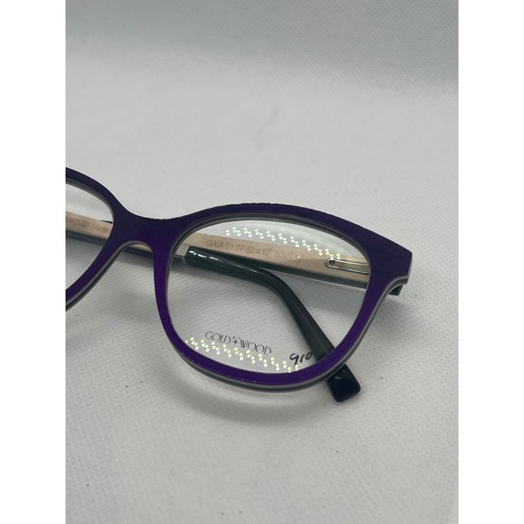 Gold Wood Eyeglasses Purple Frames Designer Glasses Womens Eyewear main image 5